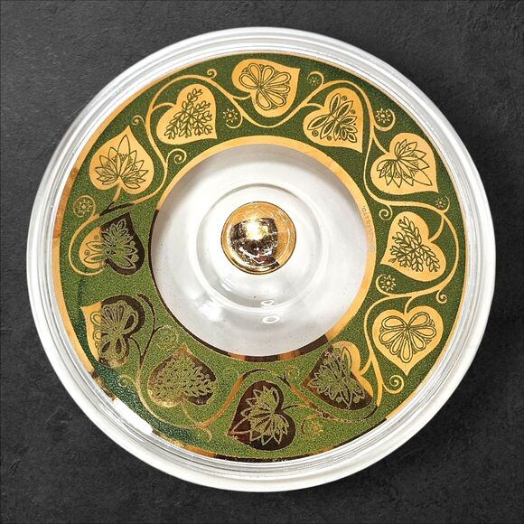 Vintage Fire-King 2 Qt Casserole w/ Culver Ltd 22K Gold & Green Lid Excellent - Picture 5 of 10